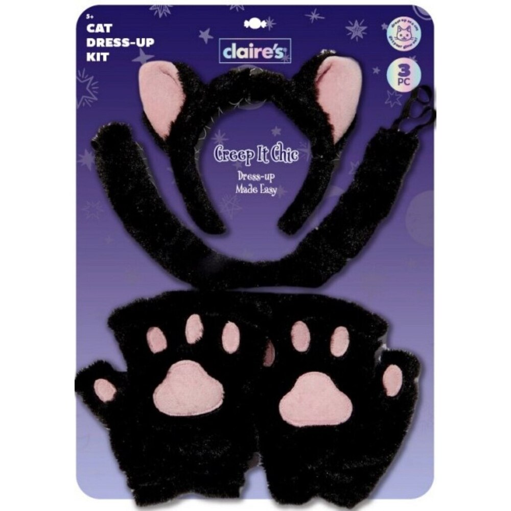Claire's Black Cat Dress Up Set for Girls Teens Cosplay Furry Halloween Costume